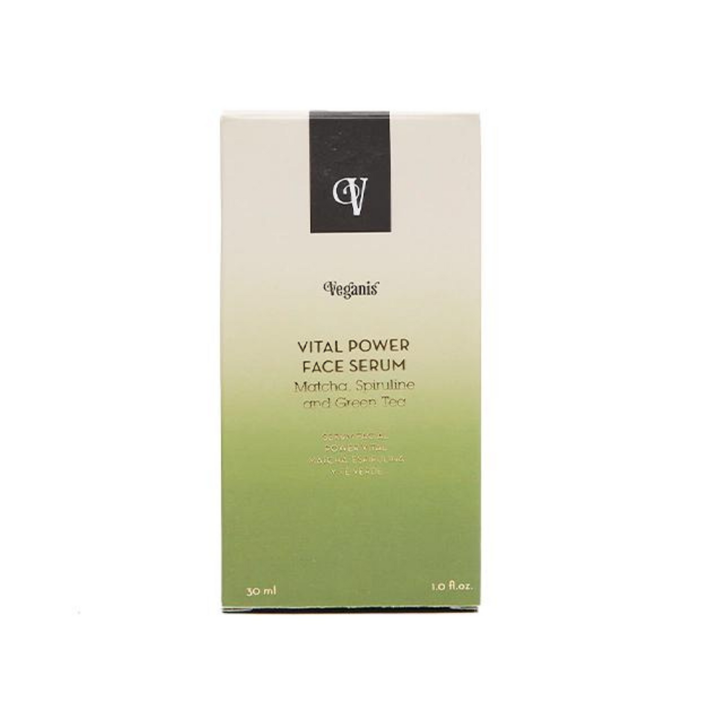 Sérum facial Veganos Power Vital de matcha, espirulina y té verde, todo tipo de pieles